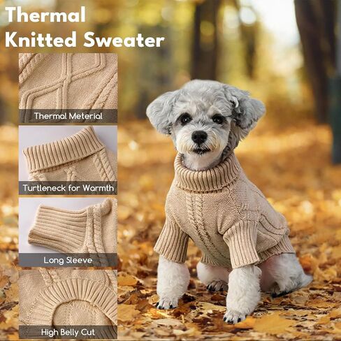 Small Dog Sweater Clothes Pullover Knitted Dog Coat Sweaters for Small Dogs Cats Girl Boy Thick Warm Puppy Clothes for Chihuahua Yorkie Bulldog Christmas Cold Weather Pet Outfits in Kuwait