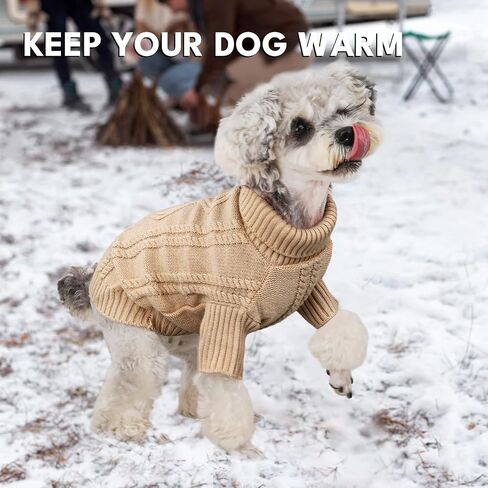 Small Dog Sweater Clothes Pullover Knitted Dog Coat Sweaters for Small Dogs Cats Girl Boy Thick Warm Puppy Clothes for Chihuahua Yorkie Bulldog Christmas Cold Weather Pet Outfits in Kuwait
