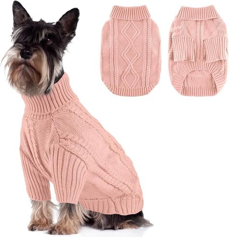 Small Dog Sweater Clothes Pullover Knitted Dog Coat Sweaters for Small Dogs Cats Girl Boy Thick Warm Puppy Clothes for Chihuahua Yorkie Bulldog Christmas Cold Weather Pet Outfits in Kuwait