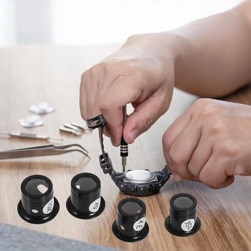 مجوهرات عقال Doitool Loupe: 1 مجموعة مكبرة البصريات الجيب البصريات مع مكونة حامل سلكية لصناع الساعة ، 3x/5x/10x/15x المجوهرات الزجاج in Saudi Arabia