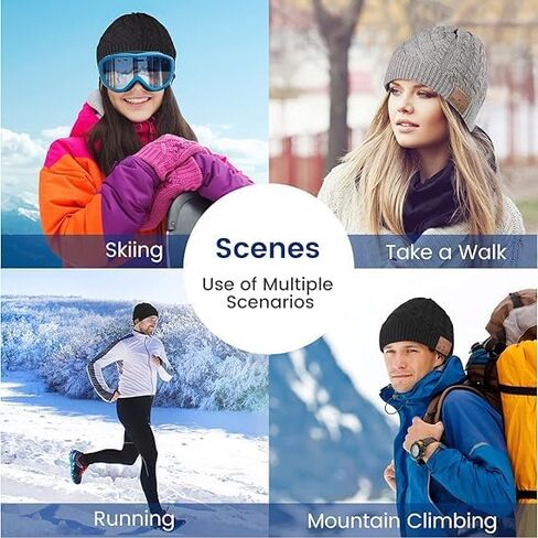 blueear Bluetooth Beanie Hat Bluetooh 5.2 Headphone Wireless Winter Knit Hats with Stereo Speaker and MIC,Gifts for Birthday,Christmas,Thanksgiving Day in Kuwait