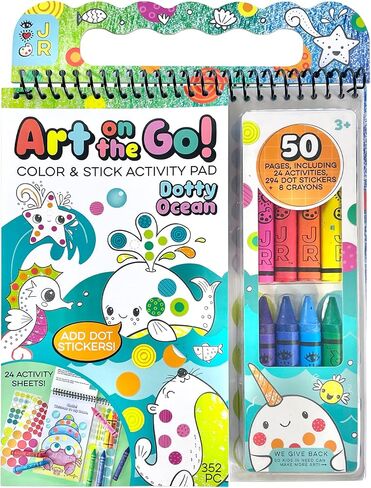 Bright Stripes Travel Art Kit for Kids Ages 3+ | Going Dotty Ocean Theme | Compact Coloring Set with Crayons, Stickers & Activity Book | Fun, Mess-Free Crafts for Toddlers and Preschoolers in Kuwait