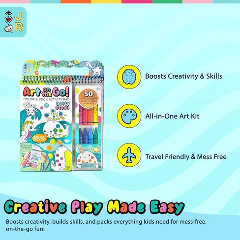 Bright Stripes Travel Art Kit for Kids Ages 3+ | Going Dotty Ocean Theme | Compact Coloring Set with Crayons, Stickers & Activity Book | Fun, Mess-Free Crafts for Toddlers and Preschoolers in Kuwait