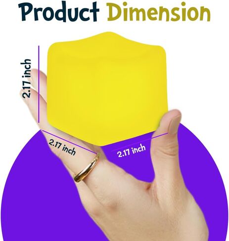 Square Stress Cube - Fidget Relief Toy for Kids & Adults Sensory Squishy Cube - Non Toxic, BPA-Free & Hypoallergenic- Anxiety & Stress Reliever for Home, Office & School 2.17inc (Yellow) in Saudi Arabia