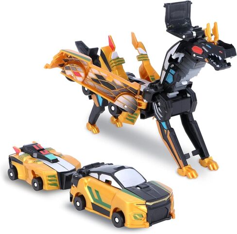 2-in-1 Transformation Dinosaur Car Toy - Magnetic Collision Robot Cars for Kids | Exciting Transforming Play for Boys & Girls | Ideal Birthday (Golden Dragon) in Kuwait