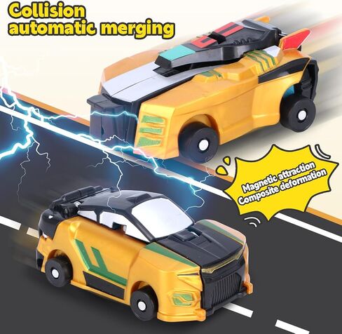 2-in-1 Transformation Dinosaur Car Toy - Magnetic Collision Robot Cars for Kids | Exciting Transforming Play for Boys & Girls | Ideal Birthday (Golden Dragon) in Kuwait