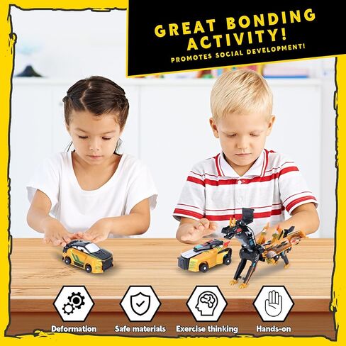 2-in-1 Transformation Dinosaur Car Toy - Magnetic Collision Robot Cars for Kids | Exciting Transforming Play for Boys & Girls | Ideal Birthday (Golden Dragon) in Kuwait