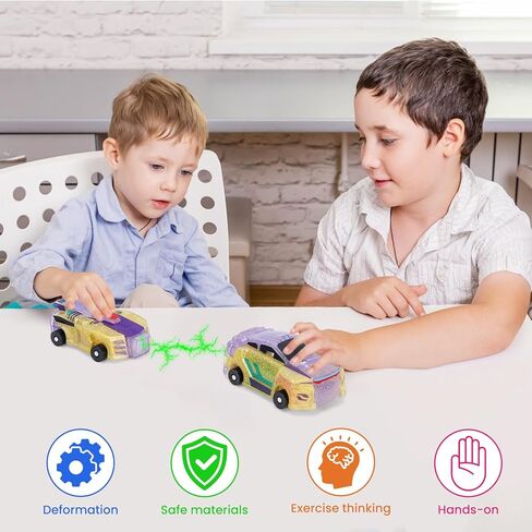 2-في 1 Transformation Dinosaur Car Toy-سيارات روبوت التصادم المغناطيسي للأطفال | لعبة تحول مثيرة للبنين والبنات | عيد ميلاد مثالي (التنين الذهبي) in Kuwait