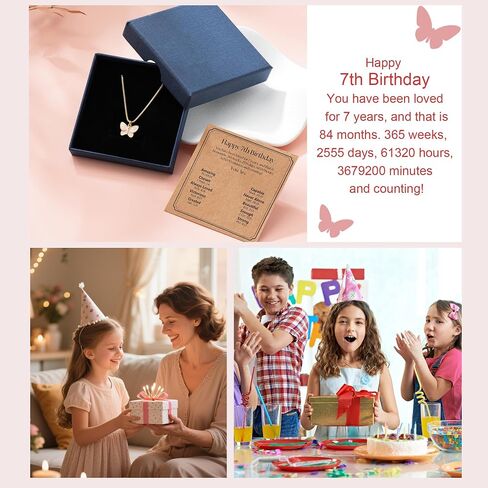 C-Leen Happy 5th 6th 8th 9th 10th 11th 13th 13th Homts for Girls Kids ، 18K Gold Butterful Netclace Homports for 5 6 7 8 9 10 11 12 13 Yearl Old Girls in Kuwait