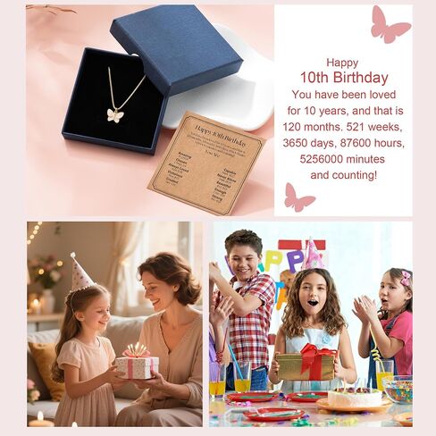 C-Leen Happy 5th 6th 8th 9th 10th 11th 13th 13th Homts for Girls Kids ، 18K Gold Butterful Netclace Homports for 5 6 7 8 9 10 11 12 13 Yearl Old Girls in Kuwait