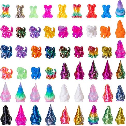 120pcs 3d المطبوعة مصغرة الحيوانات التماثيل التماثيل قوس قوس قزح التدرج مجموعة كبيرة لزخارف الحيوانات الأليفة المكتبية ، حديقة ، عرض المكتب ، ديكور الحيوانات المصغرة in Kuwait