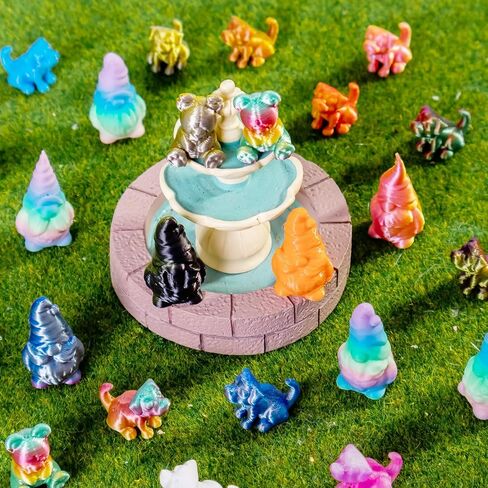 120pcs 3d المطبوعة مصغرة الحيوانات التماثيل التماثيل قوس قوس قزح التدرج مجموعة كبيرة لزخارف الحيوانات الأليفة المكتبية ، حديقة ، عرض المكتب ، ديكور الحيوانات المصغرة in Kuwait