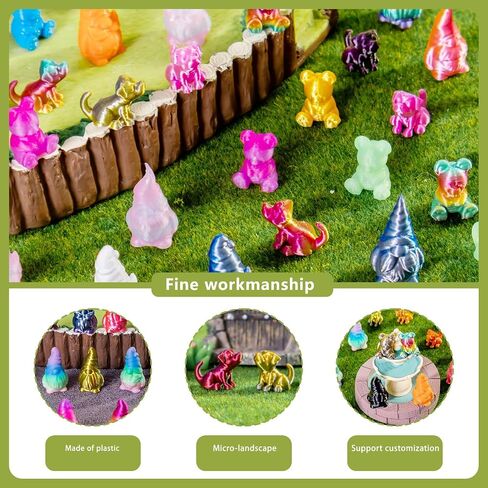 120pcs 3d المطبوعة مصغرة الحيوانات التماثيل التماثيل قوس قوس قزح التدرج مجموعة كبيرة لزخارف الحيوانات الأليفة المكتبية ، حديقة ، عرض المكتب ، ديكور الحيوانات المصغرة in Kuwait