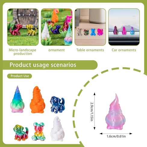 120pcs 3d المطبوعة مصغرة الحيوانات التماثيل التماثيل قوس قوس قزح التدرج مجموعة كبيرة لزخارف الحيوانات الأليفة المكتبية ، حديقة ، عرض المكتب ، ديكور الحيوانات المصغرة in Kuwait