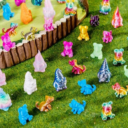 120pcs 3d المطبوعة مصغرة الحيوانات التماثيل التماثيل قوس قوس قزح التدرج مجموعة كبيرة لزخارف الحيوانات الأليفة المكتبية ، حديقة ، عرض المكتب ، ديكور الحيوانات المصغرة in Kuwait