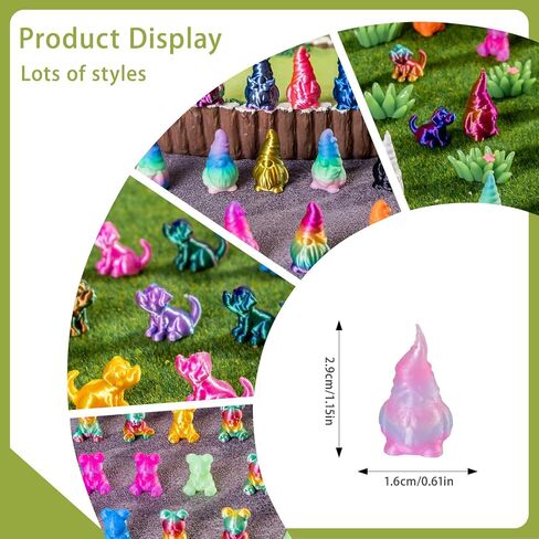120pcs 3d المطبوعة مصغرة الحيوانات التماثيل التماثيل قوس قوس قزح التدرج مجموعة كبيرة لزخارف الحيوانات الأليفة المكتبية ، حديقة ، عرض المكتب ، ديكور الحيوانات المصغرة in Kuwait