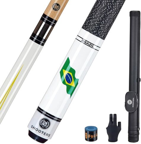 عصا البلياردو لحوض السباحة مكونة من قطعتين مقاس 57 بوصة من خشب القيقب السريع مع العلم الأمريكي وغطاء من النايلون المقلد بوزن 19 أونصة وطرف جلدي 13 مم (19 أونصة، الولايات المتحدة الأمريكية) in Kuwait