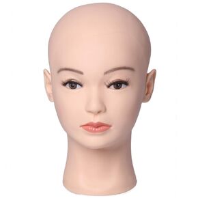 Female Bald Mannequin Head Professional Cosmetology Face Makeup Doll Head for Wig Making Display Hats Eyeglasses Wig Head with T Pins (White 21.5 Inch)