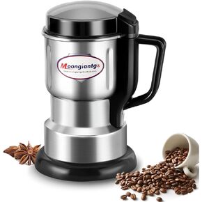 Moongiantgo Coffee Grinder Electric, 250W Mini Spice Grain Mill, 200ml Capacity Dry Grinding Machine with Small Brush, Stainless Steel Blade, for Spices Seeds Rice Beans Seasonings, 110V