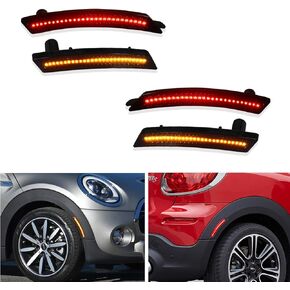 Smoked Lens Led Side Marker Light Kit for 2007-2013/14 MINI Cooper R55 R56 R57 R58 R59 R60 R61,Replace OEM Front and Rear Sidemarker Lamps
