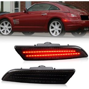 Gempro LED Side Marker Lights Compatible with 2004-2008 Chrysler Crossfire 4X Bumper Parking Signal Lamps 2PCS, Smoked Len (Front Bumper)