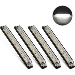 Partsam 4pcs 8" 30Led Utility Strip Light Boat Marine Lights, 8 Inch Slim Line White Light Bar Side Marker for Truck Trailer Camper RV Motorcycle Motorhome Dome Courtesy Light Under Hood Light