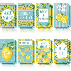 Fainne 16 Pieces Mini Notebooks Lemon Pocket Notepads Inspirational Notepads Small Motivational Journal Notebook Lemon Zest Lesson Planner for School Supplies, 8 Styles (3.2 x 5 Inches)