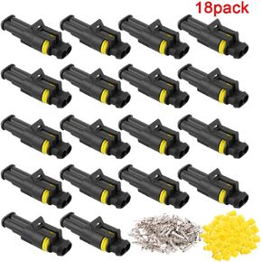 FULARR 18 Kit Professional 2 Pin Way Car Auto Waterproof Electrical Wire Connectors Terminal Plug Socket Set, for Motorcycle Car Truck Boat