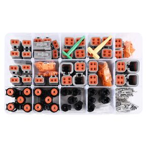 JRready ST6234 DT Deutsch Connector Kit,2 3 4 6 8 12 Pin Gray Waterproof IP67 Electrical Connector with Solid Contacts Pick Removal Tool Automotive Repair Accessory Kit