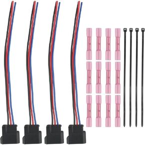 AUTOKAY 4 Sets Ignition Coil Connectors for Honda Accord Odyssey Civic CRV Compatible with 12 Heat Shrinkable Tube Terminals and 4 Ties