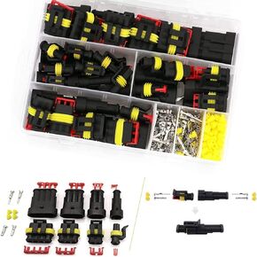 384PCS Electrical Connectors Kit, 1/2/3/4 Pin Automotive Electrical Wire Connector Plug Car Electrical Connector Terminals Male and Female