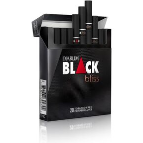 Djarum Original Black Bliss Tobacco & Nicotine Free Clove Filtered Cigarettes - 1 Box of 20 incl. Frugal Smoker Sticker