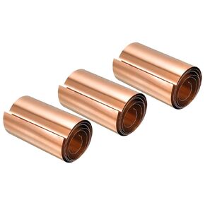 uxcell Copper Thin Foil Roll Sheet, 2Pcs 0.1x10x1000mm Pure Copper Foil Sheet Roll Copper Strip for Crafts, Electrical Repairs, Grounding