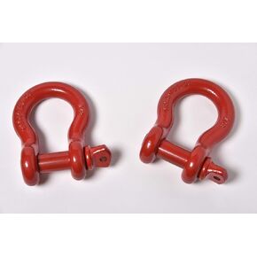 2 Pack Bow Shackle Red 7/8" inch ALFA Wheels D-Ring Rugged WLL Working Load Limit 6.5 Tons 18700 lbs- 1" Screw Pin Threaded Heavy Duty Lifting Rigging Tow Hummer Recovery Anchor-RED/Galv