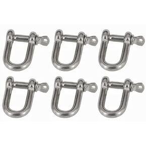 4PCS Stainless Steel Forged D Shape Shackle 3/8" (10mm) for Chains, Wire Rope, Lifting and Landing, Camping, Tow Strap