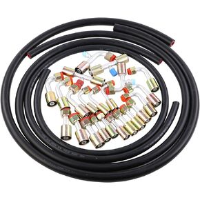 25PCS Air Conditioning Hose and Fitting Kit Includes 6ft #6#8#10 AC Hoses and #6#8#10 AC Fittings