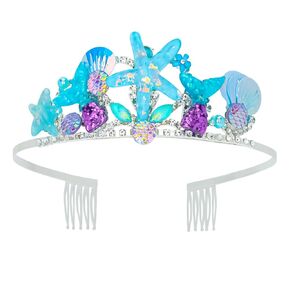 Mermaid Crown Mermaid Birthday Decorations Mermaid Tail Starfish Fish Scales Seashell Hair Accessories for Women and Girls Mermaid Costume Mermaid Headband Mermaid Birthday Party Gifts (Blue)