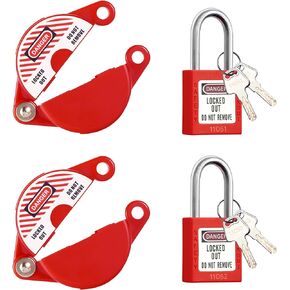 2 Sets Gate Valve Lockout and Safety Padlocks, Valve Lockout Device for 1 to 2-1/2 inch Diameter Valve Handles, Suited for Outdoor Water Spigot Propane Tank
