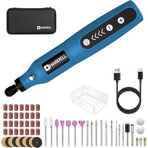 HARDELL Cordless Rotary Tool, 5 Variable Speed Mini Rotary Tool Kit with 61 Accessories, Mothers Day Gift Maker, 3.7V Type-C Charging Power Rotary Tool for Engraving, Sanding, Polishing, Carving