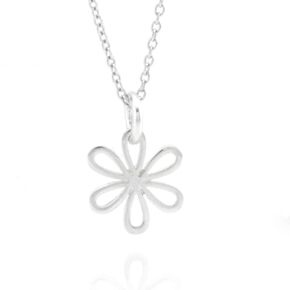 Sterling Silver Tiny Daisy Flower Charm Necklace, 18"