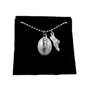 St. Sebastian, Patron Saint of Athletes, Marathon Runner/Jogger Ball Chain Necklace, Help and Protection Athlete