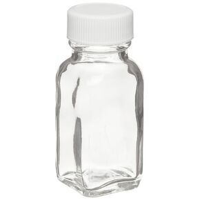 Wheaton W216880 French Square Bottle, Clear Glass, Capacity 4oz With 33-400 PTFE Lined Screw Cap, Diameter 45mm x 111mm (Case Of 24)