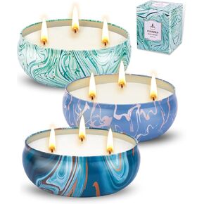 Citronella Candles Outdoor, 3 x 12oz Large Citronella Candle Sets for Home Patio Yard Garden Balcony Backyard Camping, 240hrs Long Lasting, 3 Wicks Natural Soy Wax Jar Candles Indoor in Kuwait