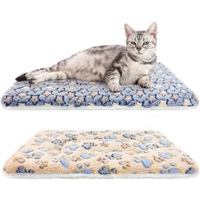 2 Pack Cat Blankets for Indoor Cats, Ultra Soft Reversible Mat, Fluffy Flannel Blanket for Small Dogs and Cats, Washable Pet Pad