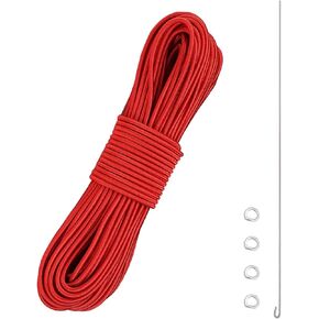 Tent Pole Shock Cord 1/8 inch 60ft, Elastic Bungee Cord, Replacement Shock Cord for Tent Poles, Tent Pole Repair Kit, Elastic Cord with Lead Wire and Washers