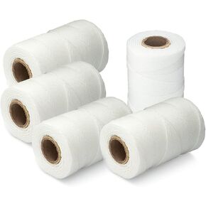 9-Ply Waxed Twine 160 lb, White, 5 Spools x 500 ft Lacing Cord | 100% Polyester, Water and UV Resistant; Tacky Grip Locks Knots. For Cable Lacing, Wire Lashing, Bundling, Marine. Made in USA in Saudi Arabia