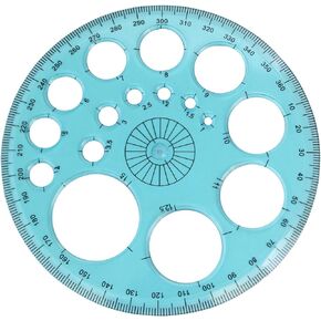 4PCS Protractor Multi functional Circle Drawing Geometry Template Plastic Blue Round Drawing Tool Suitable for Office and Home Classroom