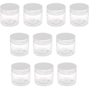 10PCS Clear Wide Mouth Bottle 50ml Plastic Bottle with Lid Threaded Skin Care Plastic Jar Cream Bottle Eye Cream Cream Dispenser Bottle For Cosmetic Containers Medical Containers