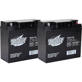 Interstate Batteries 12V 18Ah Battery (2-Count) (Nut & Bolt Terminal) SLA AGM VRLA Rechargeable Replacement for Solar Power, Generators, Medical Devices, Fences (SLA1116)