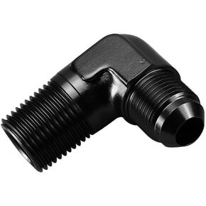 90 Degree Elbow -3 AN Male to 1/4" NPT Male Fitting Adapter Connector Aluminum Black